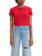 Levi's Women's Blouse Cotton Short Sleeve Red