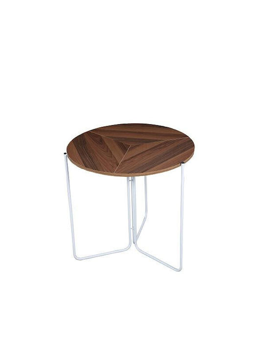 Round Table Collapsible Wooden with Metal Frame Walnut 80x80x72cm