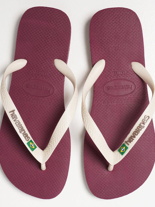 Havaianas Brasil Logo Σαγιονάρες σε Λευκό Χρώμα