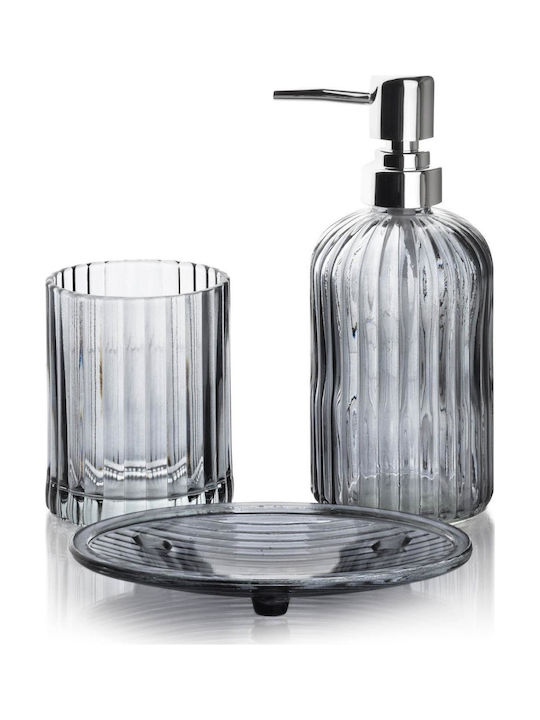 Mondex Glass Bathroom Accessory Set Gray 3pcs