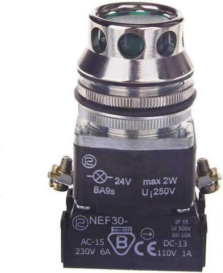 Promet On-Off switch Pushbutton with Lighting 1Z 1R self-return with illumination XY Z Green 1pcs