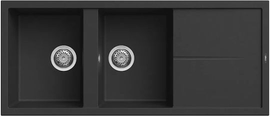 Elleci Best 500 LKB50086 Drop-In Мивка от Синтетичен Гранит Ш116xД51см Черен