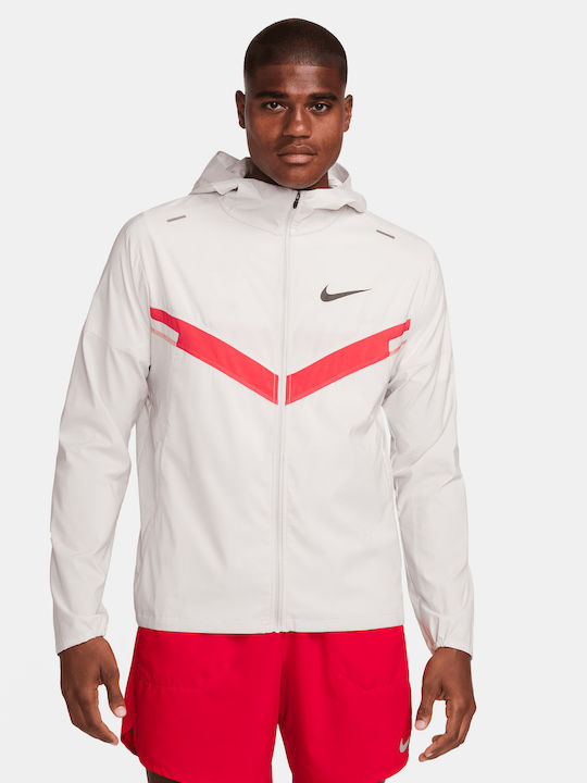 Nike Repel Windrunner Men's Sport Jacket Waterproof Light Bone/track Red/hyper Pink