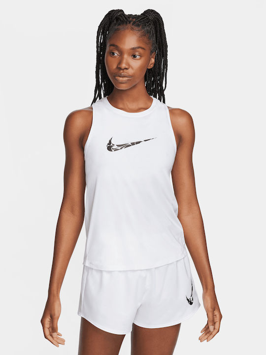 Nike One Damen Sportliche Bluse Ärmellos Schnell trocknend White/Black