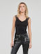Damen Bluse Ärmellos Schwarz