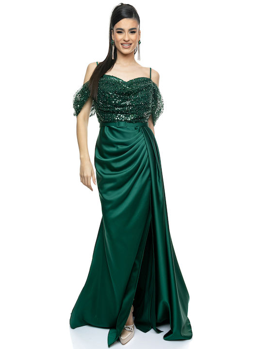 RichgirlBoudoir Maxi Rochie de Seară Satin Verde