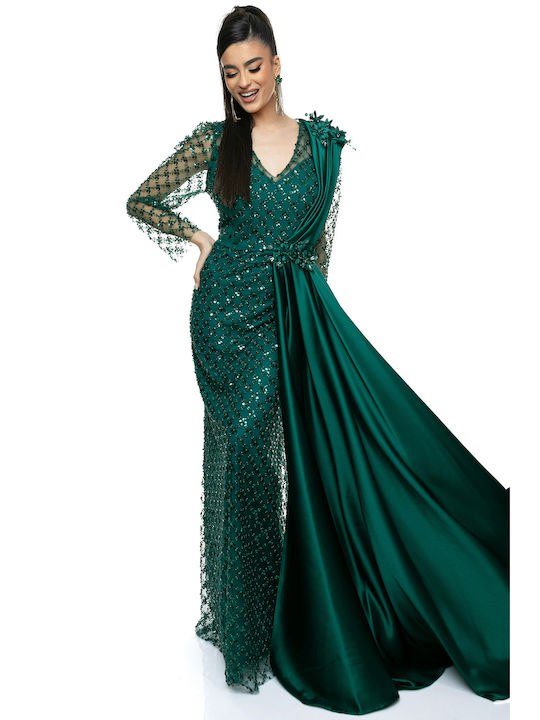 RichgirlBoudoir Maxi Rochie de Seară Satin Verde