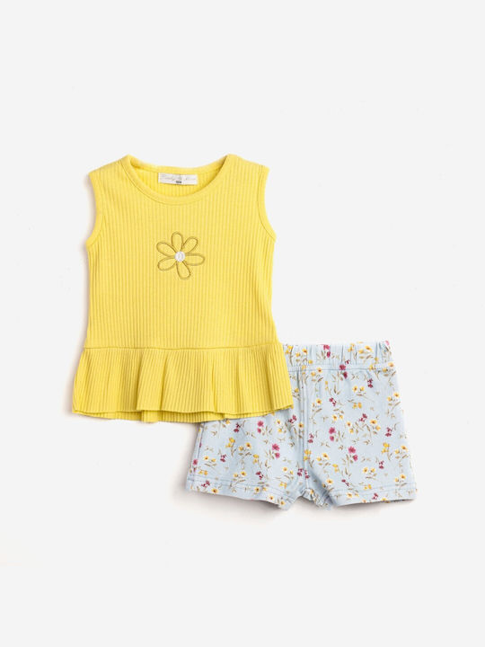 Funky Kids Set with Shorts Summer Butter/Pastel Turquoise pastel