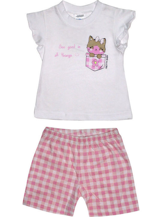 Pretty Baby Kids' Pajamas Summer White-Pink