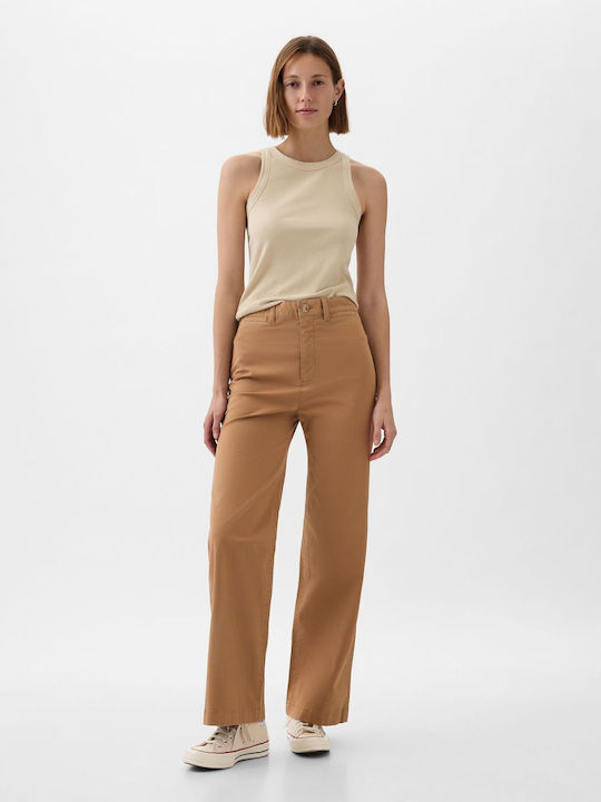 GAP Damen Stoff Hose Khaki Brown