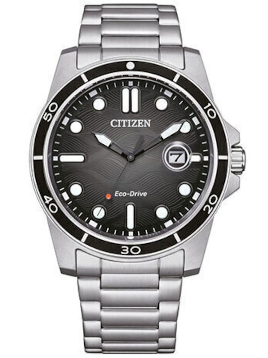 Citizen Ανδρικό Ρολόι 42mm Eco - Drive με Ασημί Μεταλλικό Μπρασελέ