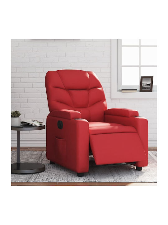 Relax Armchair with Footstool from Leatherette Red 74x89x100cm