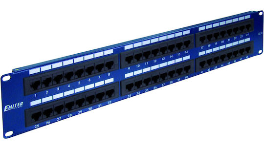 Emiter Patch Panel για Rack 2U 48 Θυρών Μπλε