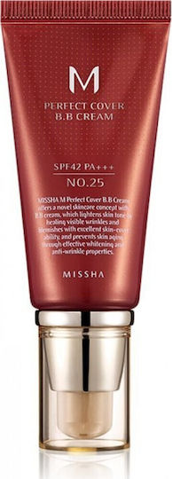Missha M Perfect Cover PA+++ BB 25 Warm Beige 25 Warm Beige Light Cream Face Day with SPF42 with Ceramides 20ml