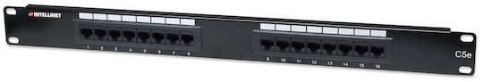 Intellinet Patch Panel για Rack 1U 19" 16 Θυρών cat5e Μαύρο