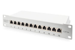 Digitus Екраниран пач панел за рафт 1U 10" 12 п...