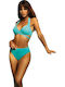 Bikini Set Push Up High Waist Polka Dot Turquoise