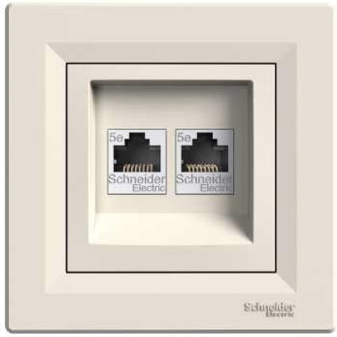 Schneider Electric Διπλή Πρίζα Δικτύου RJ45 σε Μπεζ Χρώμα EPH4400123