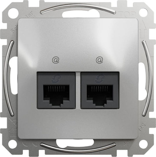 Schneider Electric Sedna Διπλή Πρίζα Δικτύου RJ45 χωρίς Πλαίσιο σε Γκρι Χρώμα SDD113452