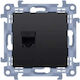 Kontakt-Simon Single Network Socket RJ45 Without Frame in Black Color C51.01/49
