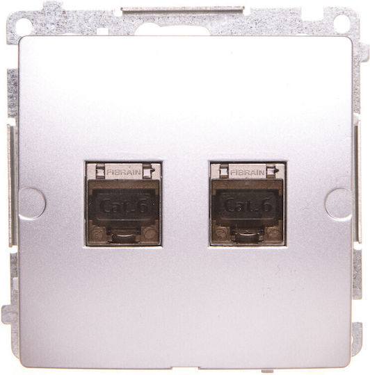 Kontakt-Simon Dublu Prize De Rețea RJ45 Cu Cadru Gri BM62E.01/43