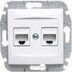 Elektro Plast Διπλή Εξωτερική Πρίζα Δικτύου RJ45 Τύπου Cat5 σε Λευκό Χρώμα 1749-10