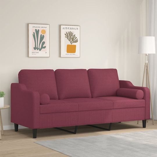 Three-Seater Couch Wine Red 198x77x80cm