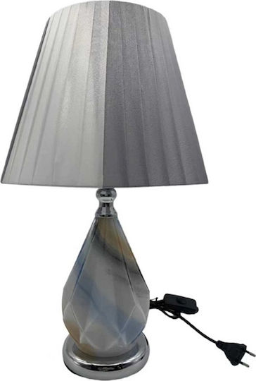 Table Lamp for Socket E27 with Gray Shade and Silver Base