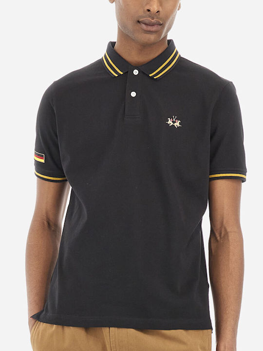 La Martina Herren Kurzarmshirt Polo Black