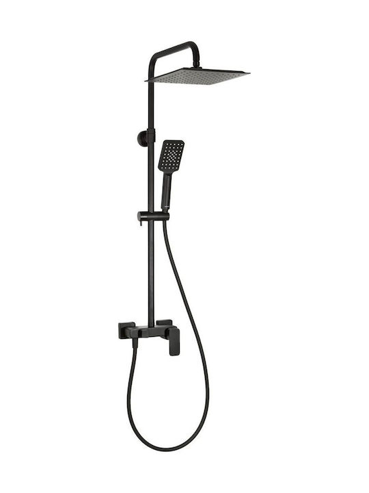 Valvex Loft Adjustable Shower Column with Bathtub Mixer 112cm Black