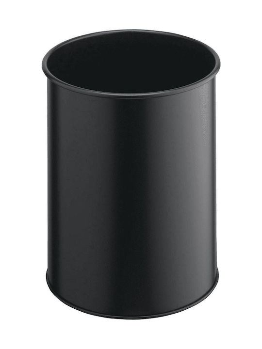 Durable Office Metal Waste Bin 15lt Black