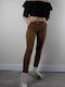 Women's Fabric Trousers Push-up with Elastic Skinny Fit Tabac Brown