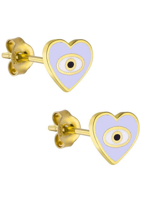 Olvios Kids Earrings Studs Hearts made of Gold 9K