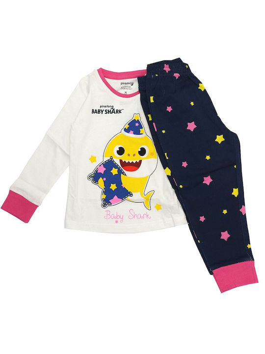 PinkFong Kinder Schlafanzug Baumwolle λευκό