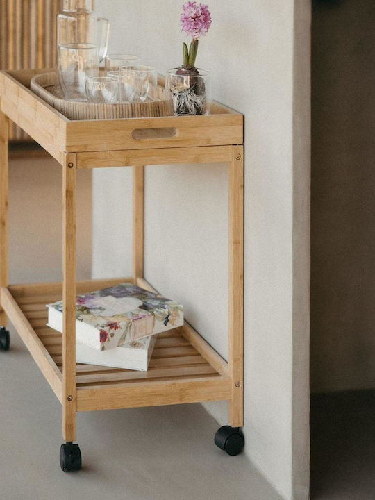 Andrea House Wooden Kitchen Rack 2 Tiers Beige 55x34x63cm