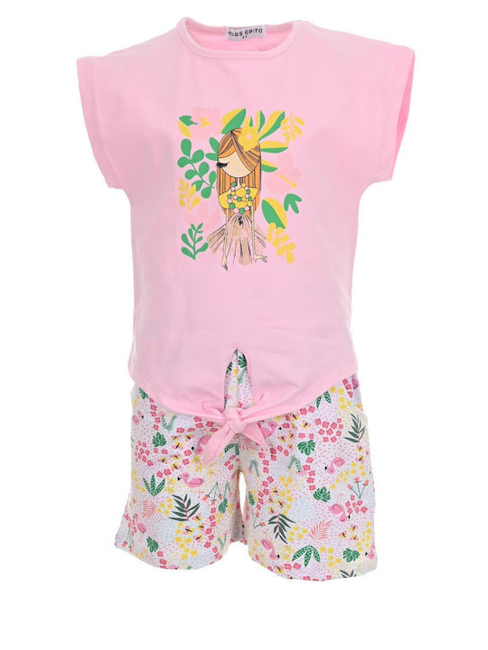 Εβίτα Kids Set with Shorts Summer 3pcs Pink