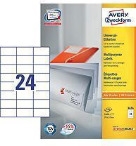 Avery 1Stück Klebeetiketten in Weiß Farbe 70x37mm