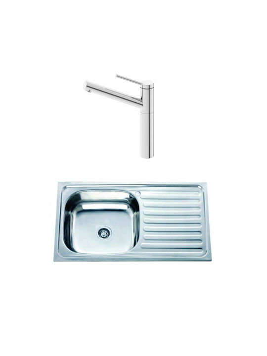 Inter Ceramic Ένθετος Νεροχύτης Δεξιός Inox Μ75xΠ40cm Ασημί
