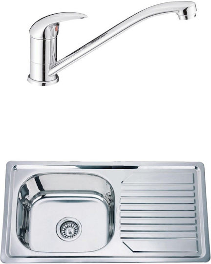 Inter Ceramic Piedmont ICSETICF7111022ICK8244R Drop-In Sink Right Inox W81xD43.5cm Silver