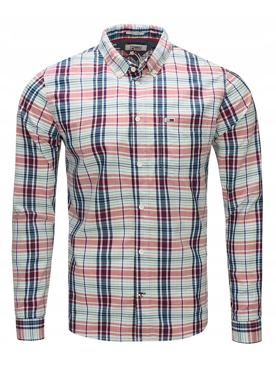 Tommy Hilfiger Men's Shirt Long Sleeve Checked Chili Pepper