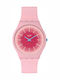 Swatch Radiantly Γυναικείο Ρολόι Μπαταρίας με Ροζ Καουτσούκ Λουράκι