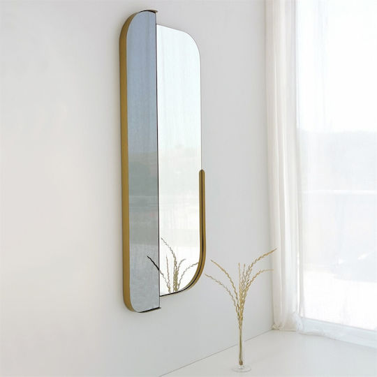 Aberto Design Day & Night Καθρέπτης Τοίχου Ολόσωμος με Χρυσό Μεταλλικό Πλαίσιο 130x60cm