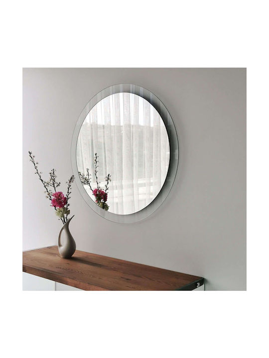 Aberto Design Aqua Wall Mirror with White Frame Diameter 65cm 1pcs