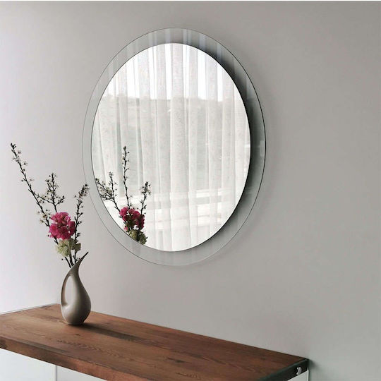 Aberto Design Aqua Καθρέπτης Τοίχου με Λευκό Πλαίσιο Διαμέτρου 65cm