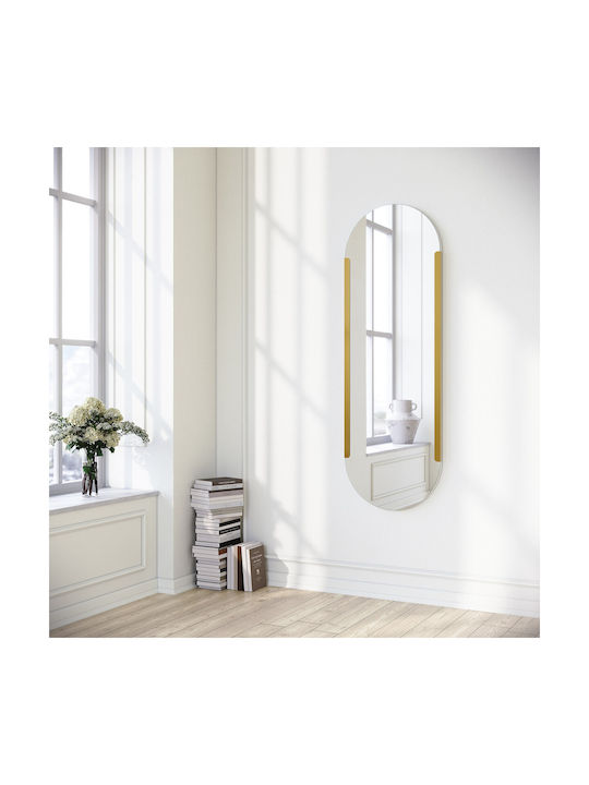 Aberto Design Caprice Oglindă de Perete De Corp Întreg Ovală cu Galben Ramă din Metalic 150x50cm 1buc