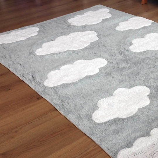 Baby Bliss Παιδικό Χαλί Σύννεφα Βαμβακερό Γκρι 100x140cm