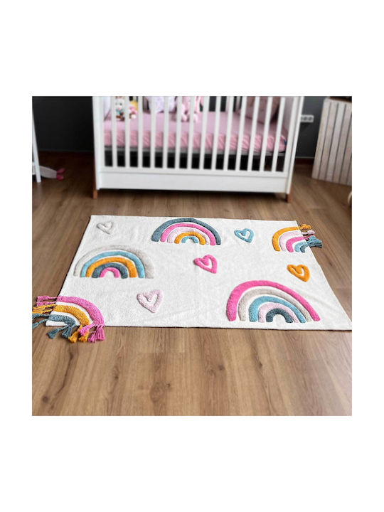 Baby Bliss Παιδικό Χαλί Καρδιές Βαμβακερό Πολύχρωμο 100x140cm