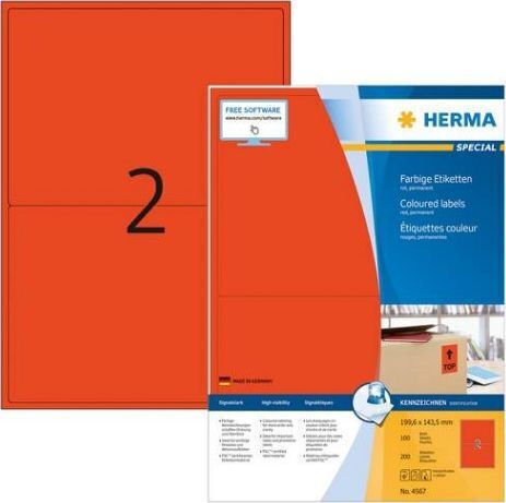 Herma Αυτοκόλλητες Ετικέτες Α4 Ορθογώνιες 199.6x143.5mm