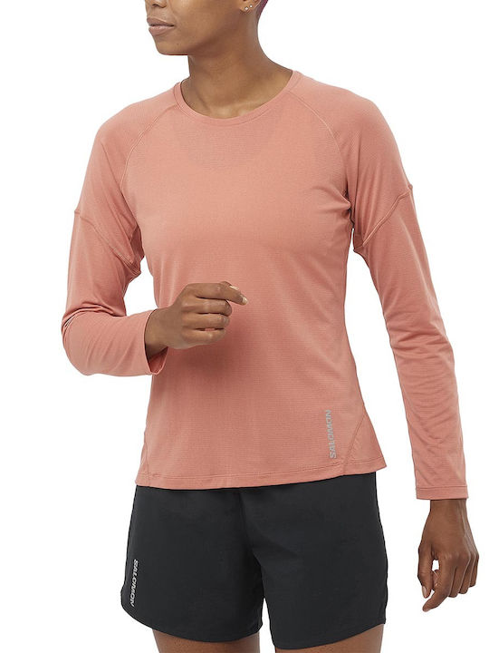 Salomon Cross Damen Sportliches Bluse Langärmelig Schnell trocknend Rosa