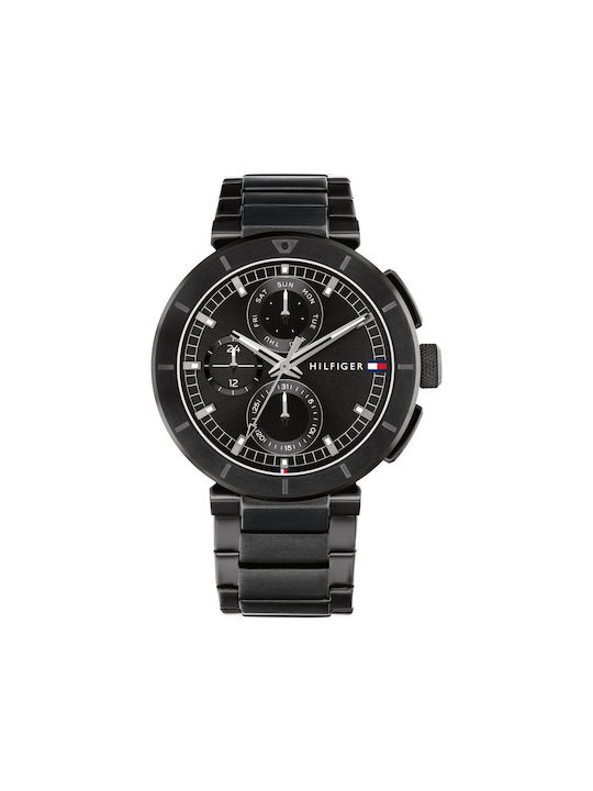 Tommy Hilfiger Uhr Chronograph Batterie mit Schwarz Metallarmband